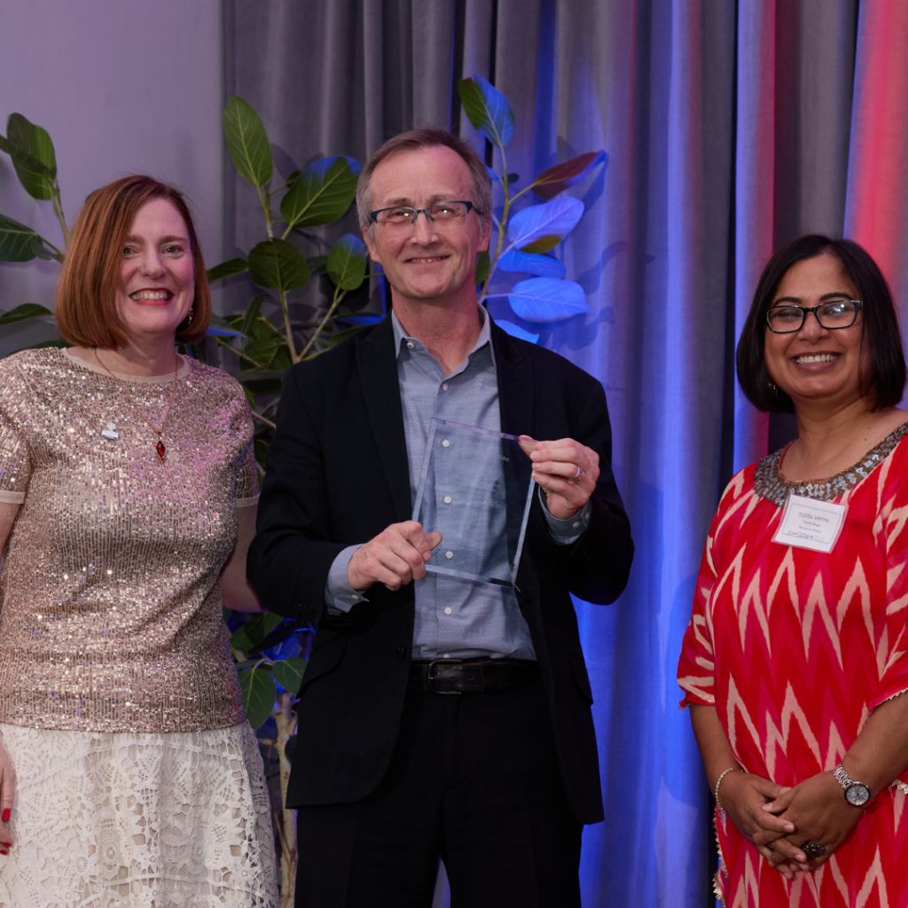 Paedia Mixon, Sean Lacey, and Babita Verma at the Red, White and Blue gala